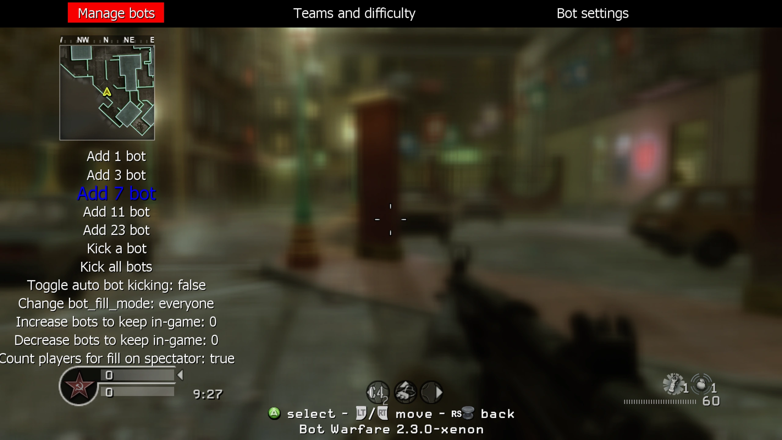 Bot Warfare ingame menu