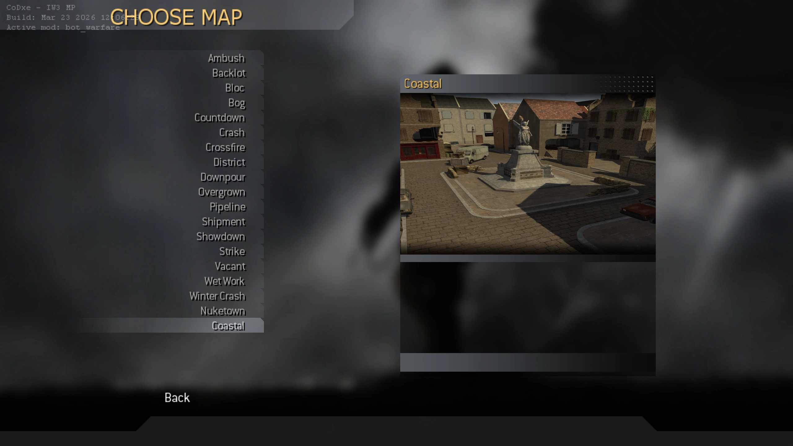 Extended map list achieved by editing an existing menu